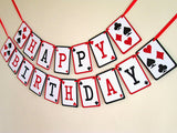 Happy birthday Banner, Casino birthday Garland, 21st party decor,Poker Night, Las Vegas Party decor