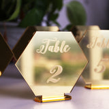 Hexagon mirror gold Table number Wedding Standing Numbers Acrylic table number wedding table number