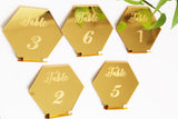 Hexagon mirror gold Table number Wedding Standing Numbers Acrylic table number wedding table number
