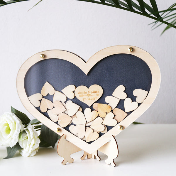 Heart Drop Box Guest Book, Large Double Heart Wedding Drop Top Box Style Guest Book Alternative, Unique Wedding Day Guest Book