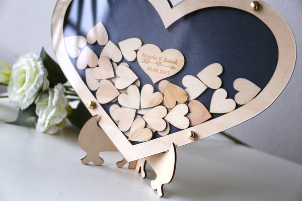 Heart Drop Box Guest Book, Large Double Heart Wedding Drop Top Box Style Guest Book Alternative, Unique Wedding Day Guest Book