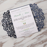 Dark blue Wedding Invitation,laser cut custom invitations, personalized greeting card