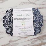 Dark blue Wedding Invitation,laser cut custom invitations, personalized greeting card