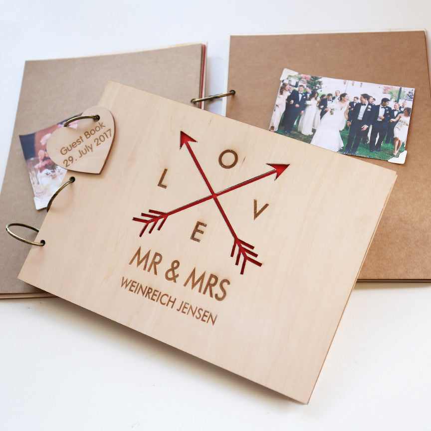 PersonalisedGuest Book - Wooden Guest Book - Wedding Guest Book - Gift for Couples - Tribal Arrows - Wedding Arrows