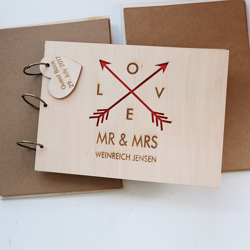 PersonalisedGuest Book - Wooden Guest Book - Wedding Guest Book - Gift for Couples - Tribal Arrows - Wedding Arrows