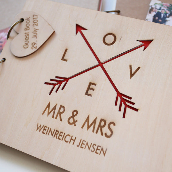 PersonalisedGuest Book - Wooden Guest Book - Wedding Guest Book - Gift for Couples - Tribal Arrows - Wedding Arrows
