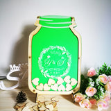 Personalized Customs Mason Jar wooden Frame Wedding Guest Book baby shower Wood dropbox alternative wood Heart Guest book top