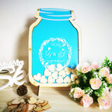 Personalized Customs Mason Jar wooden Frame Wedding Guest Book baby shower Wood dropbox alternative wood Heart Guest book top