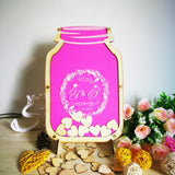 Personalized Customs Mason Jar wooden Frame Wedding Guest Book baby shower Wood dropbox alternative wood Heart Guest book top