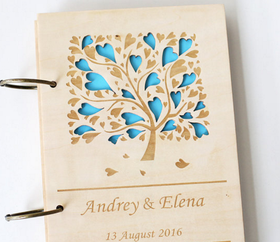 Heart Tree Wedding Gift, Rustic Wedding Guest Book, Custom Guest Book, Guestbook Wedding, Wood anniversary Guest Book, Laser Engraved