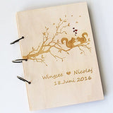 Wedding Tree with Squirrels Guest Book , Wood Rustic Wedding Guest Book Album Aniversary Wedding Book