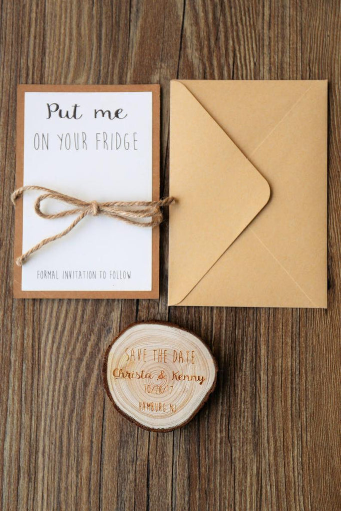 Personalize ADVENTURE Wooden Save the date Magnets, Rustic Wedding Mag –  DokkiDesign