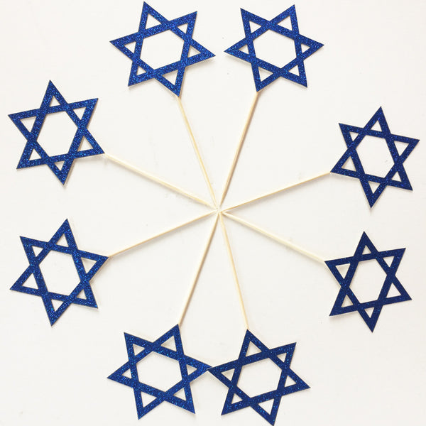 Star of David Cupcakes Toppers. Hanukkah Decorations. Party Picks. Mazel Tov. Jewish Holiday Decor