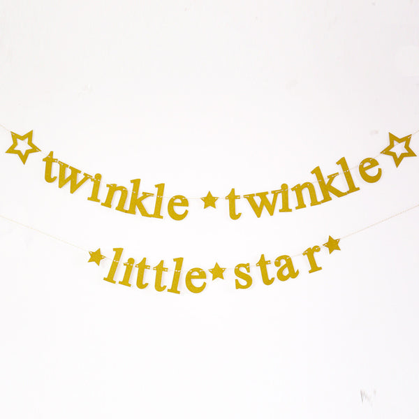 Twinkle Twinkle Little Star Banner,glitter gold star Garland, baby shower party decor, twinkle First Birthday, gender reveal