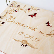 Wedding Guest Book Wood, Butterfly Guestbook Wedding, Rustic Wedding Guestbook, Engraved Bridal Shower Book, Custom Wedding Memo