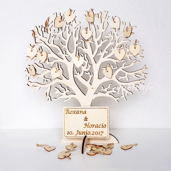 Wishing Tree Large Wooden Guest Book Alternative 3D Unique Guestbook Wedding Sign w Engraved Names Frameable Art Keepsake