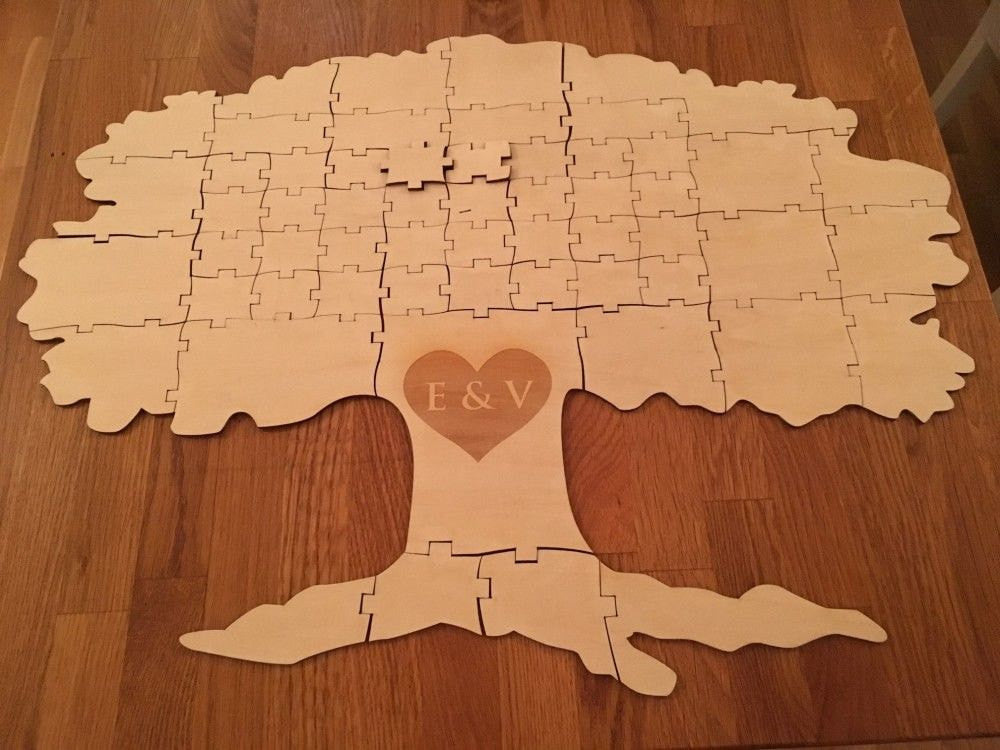Wood Puzzle Pieces Wedding Guest Book Rustic and Fun Ideas TREE Puzzle Anniversary Rusic Guest Book