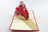 Santa riding motor bicycle Christmas card / pop up card / 3D card handmade card greeting Christmas card
