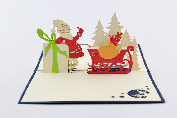 Santa and gifts Christmas card / pop up card / 3D card handmade card greeting Christmas card