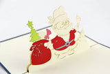Santa ring bell Christmas card / pop up card / 3D card handmade card greeting Christmas card
