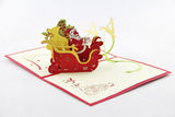 Santa with Christmas Cart Christmas card / pop up card / 3D card handmade card greeting Christmas card