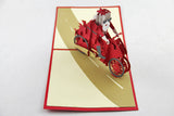 Santa riding motor bicycle Christmas card / pop up card / 3D card handmade card greeting Christmas card