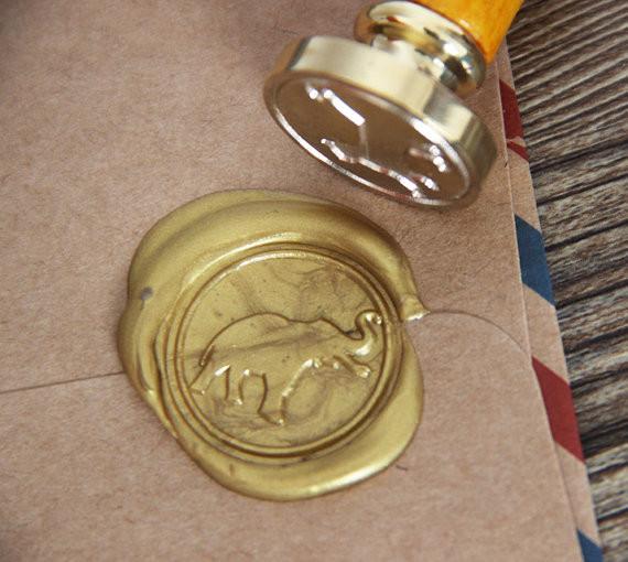 Elephant Wax Seal Stamp/ Gold Plated elephant logo--WS112