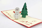 Christmas Tree and snowman happy holiday card 3d pop up card handmade Christmas card