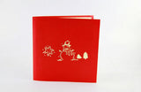 Christmas Tree and snowman happy holiday card 3d pop up card handmade Christmas card