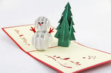 Christmas Tree and snowman happy holiday card 3d pop up card handmade Christmas card