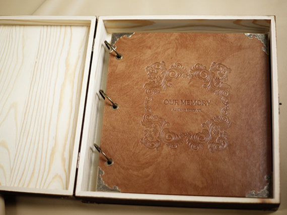 Personalized Fingerprint Wedding Guest Book Engraved Photo Album/ Kraft Scrapbook Album /guest book /Wedding Guestbook/Wedding Gift