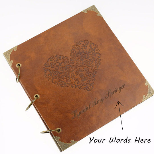 Personalized Tandem Bicycle Engraved Leather Photo Album/ Personalized Scrapbook Album /Wedding Guestbook/ guest book/Wedding gift book