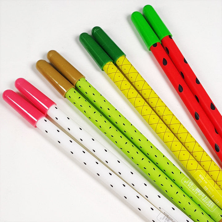 Korean Stationery Cute Fruit seed Retractable Black Ink Pens 0.5mm