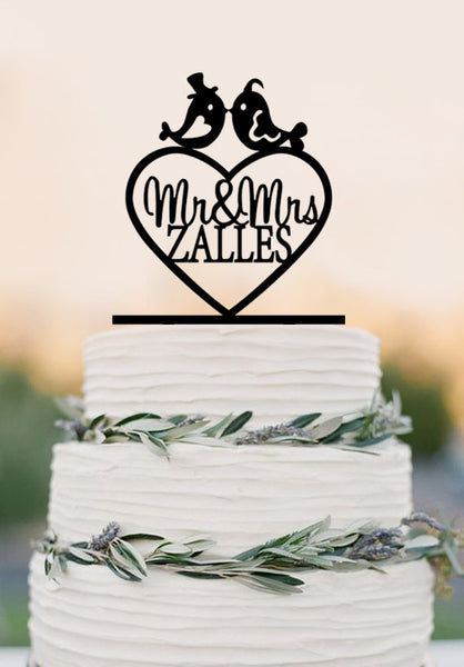 Personalized wedding cake Topper,Mr and Mrs, wedding decor,love birds,funny wedding party gift