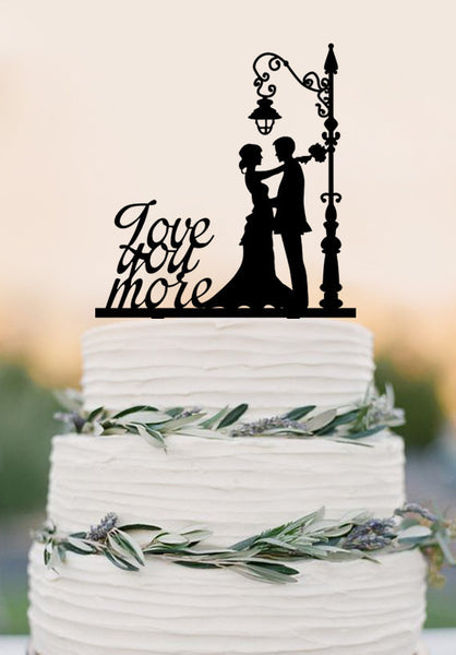 Custom Wedding Cake Topper,Love you more cake topper,bride and groom,Wedding party Decor
