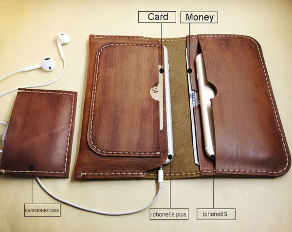 Vegetable tanned leather iPhone case/ Custom phone case/retro wallet case/rustic iPhone wallet