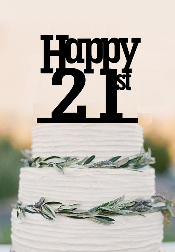 Custom Happy 21st Birthday Cake Topper  Personalized Birthday Cake To -  designLEE Studio