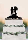 Adventure Awaits Cake Topper Bon Voyage Travel Decorations, Wedding cake topper broom and groom