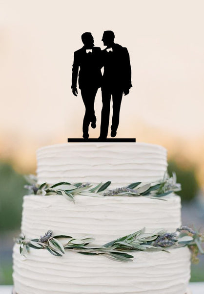Gay silhouette Homosexual Wedding Cake Topper For Men Gift Gay Wedding Cake Topper Same Sex Cake Topper Gay Cake Topper