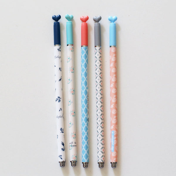Heart Stationery Retractable Scandinavian Slim Gel Ink Pens 0.5mm black ink