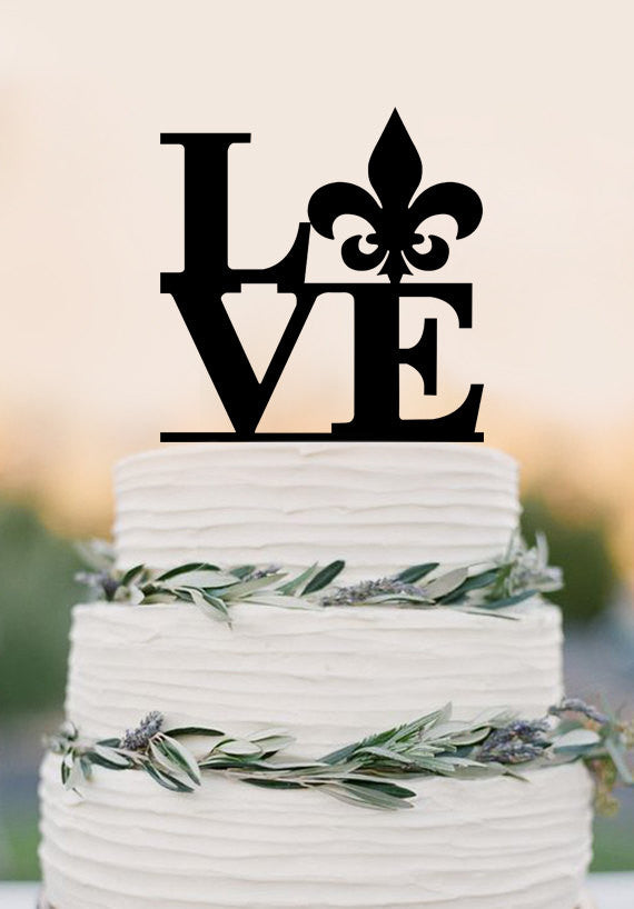 fleur de lis cake topper love cake topper wedding cake topper French Cake topper