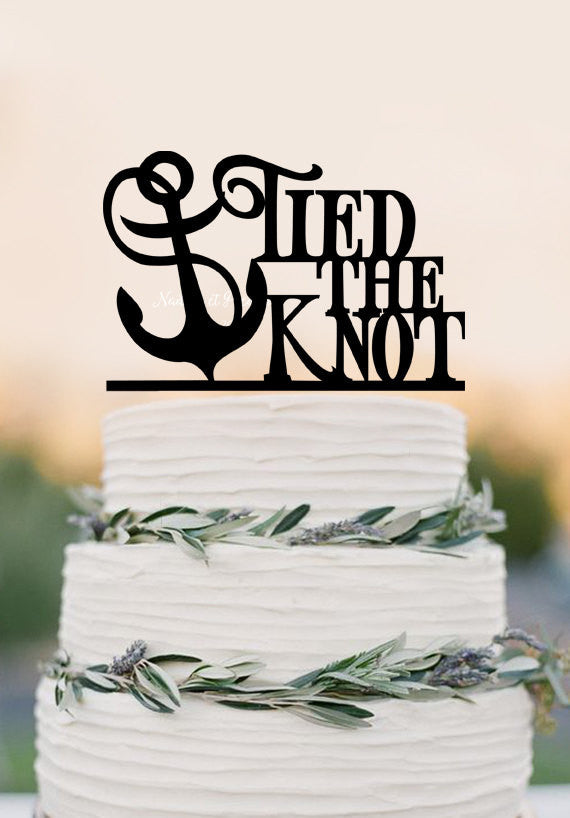 Tied the Knot - Anchor - destination wedding -beach cake topper - nautical wedding - cruise wedding-Funny Cake Topper