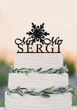 Snowflake Cake Topper Cake Topper Winter Cake Topperwith "Mr & Mrs" and YOUR Last Name