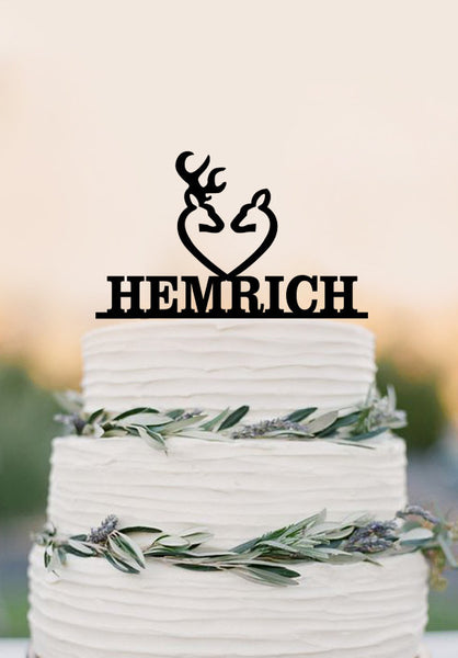 Deer wedding cake topper, , the hunt is over, unique wedding cake topper with your last name