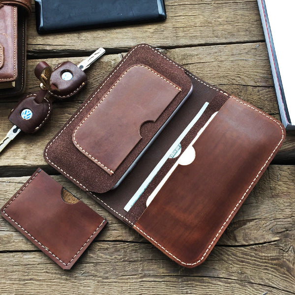 Vegetable tanned leather iPhone case/ Custom phone case/retro wallet case/rustic iPhone wallet