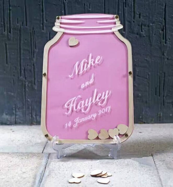 Drop Box Mason Jar Wedding Guest Book Wedding Guest Book Alternative, Rustic Wedding Sign Frame