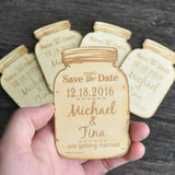 Mason Jar Magnets, Wooden Save The Date Magnets