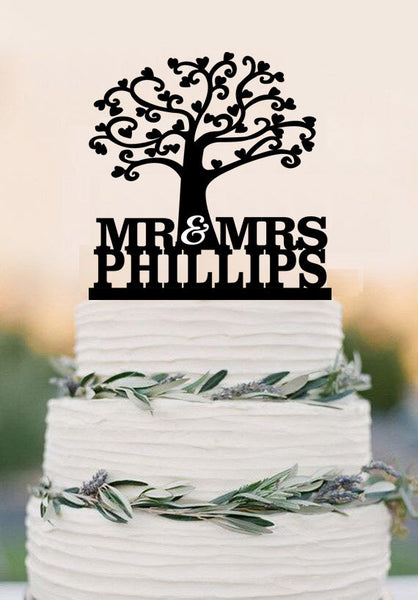 Love Tree Cake Topper,Mr And Mrs Cake Topper With Last Name,Custom Cake Topper,Wedding Cake Topper,Party Cake Topper