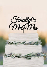 Wedding Cake Topper, Mr and Mrs, Finally Topper,, Wedding Heart Topper Finally Mr and Mrs