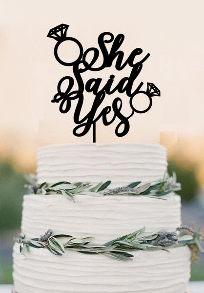 She Said Yes wedding cake topper,Bridal Shower cake topper,Cake Decoration,bride to be cake topper